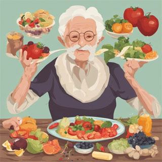 Äldre person vid matbord